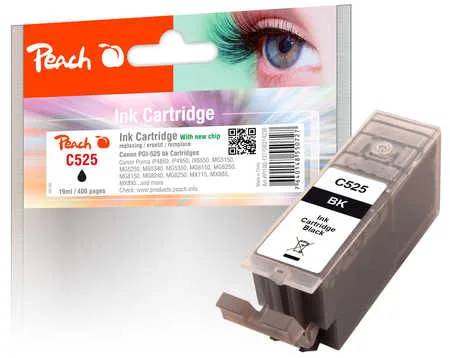 Peach, Peach C525 PGBK Druckerpatrone XL bk ersetzt Canon PGI-525PGBK, 4529B001 für z.B. Canon Pixma MG 5150, Canon Pixma MG 5350, Canon Pixma IP 4850