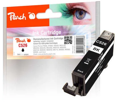 Peach, Peach C526 BK Druckerpatrone XL bkph ersetzt Canon CLI-526BK, 4540B001 für z.B. Canon Pixma MG 5150, Canon Pixma MG 5350, Canon Pixma IP 4850