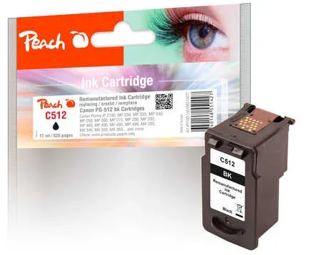 Peach, Peach C512 BK Druckkopf XL bk ersetzt Canon PG-512BK, 2969B001 für z.B. Canon Pixma MP 230, Canon Pixma MP 280, Canon Pixma IP 2700