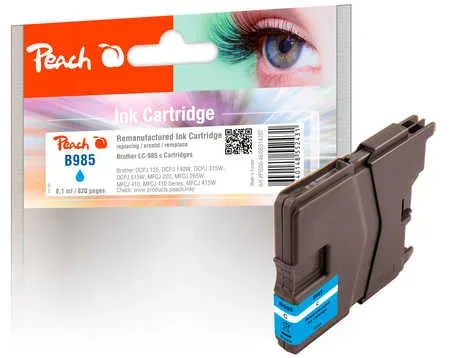 Peach, Peach B985 c Druckerpatrone cy ersetzt Brother LC-985c für z.B. Brother DCPJ 125, Brother DCPJ 140 W, Brother DCPJ 315 W, Brother DCPJ 515 W