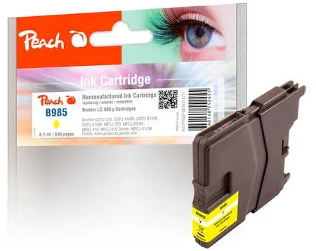 Peach, Peach B985 y Druckerpatrone ye ersetzt Brother LC-985y für z.B. Brother DCPJ 125, Brother DCPJ 140 W, Brother DCPJ 315 W, Brother DCPJ 515 W