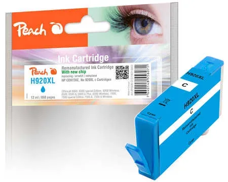 Peach, Peach HP 920 XLc Druckerpatrone XL cy ersetzt HP No. 920XL c, CD972AE für z.B. HP OfficeJet 6500 A Plus, HP OfficeJet 6000, HP OfficeJet 6000 Wireless