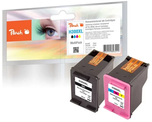 Peach, Peach HP 300 XL 2 Druckköpfe XL (bk, col) ersetzt HP No. 300XL, CC641EE, CC644EE für z.B. HP DeskJet D 1600, HP DeskJet D 1658, HP DeskJet D 1660