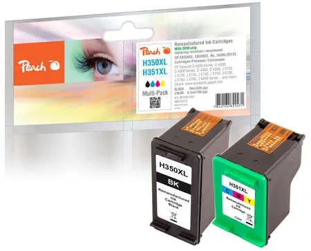 Peach, Peach HP 350 XL 2 Druckköpfe XL (bk, col) ersetzt HP No. 350XL, No. 351XL, CB336EE, CB338EE für z.B. HP DeskJet D 4200, HP DeskJet D 4260