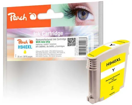 Peach, Peach HP 940 XLy Druckerpatrone XL ye ersetzt HP No. 940XL y, C4909AE für z.B. HP OfficeJet Pro 8000, HP OfficeJet Pro 8000 Enterprise