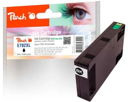 Peach, Peach E70 Druckerpatrone XL bk ersetzt Epson T7021 bk, C13T70214010 für z.B. Epson WorkForce Pro WP -4015 DN, Epson WorkForce Pro WP -4025 DW