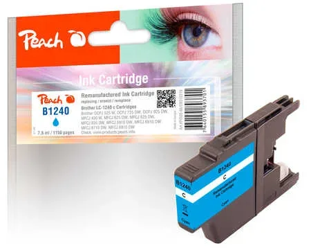 Peach, Peach B1240 C Druckerpatrone XL cy ersetzt Brother LC-1240C für z.B. Brother DCPJ 525 W, Brother MFCJ 5910 DW, Brother DCPJ 725 DW, Brother MFCJ 430 W