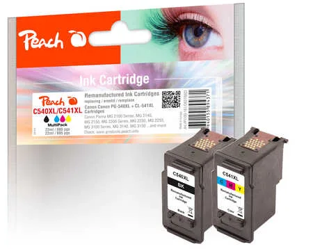 Peach, Peach C540 XLBK 2 Druckköpfe XL (bk, col) ersetzt Canon PG-540XLBK, CL-541XLC, 5222B005, 5226B004 für z.B. Canon Pixma TS 5150, Canon Pixma TS 5151
