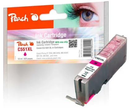Peach, Peach C551 XLM Druckerpatrone XL ma ersetzt Canon CLI-551XLM, 6445B001 für z.B. Canon Pixma IP 7200, Canon Pixma MX 925, Canon Pixma IP 7250
