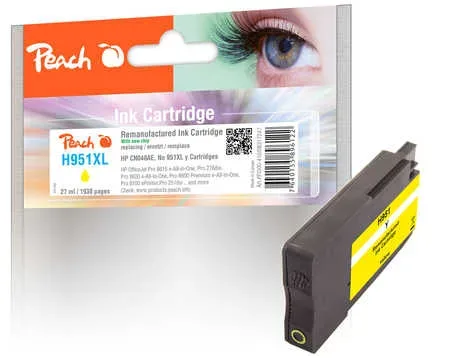 Peach, Peach HP 951 XLy Druckerpatrone XL ye ersetzt HP No. 951XL y, CN048A für z.B. HP OfficeJet Pro 8600 Plus e-All-in-One, HP OfficeJet Pro 8100 ePrinter