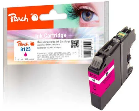 Peach, Peach B123 M Druckerpatrone XL ma ersetzt Brother LC-123M für z.B. Brother MFCJ 6720 DW, Brother MFCJ 6520 DW, Brother MFCJ 4410 DW, Brother DCPJ 150