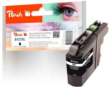 Peach, Peach B127 XLBK Druckerpatrone XL bk ersetzt Brother LC-127XLBK für z.B. Brother MFCJ 4410 DW, Brother DCPJ 4110 DW, Brother DCPJ 4110 W