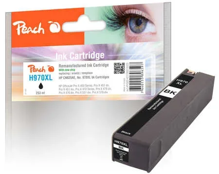 Peach, Peach HP 970 XLbk Druckerpatrone XL bk ersetzt HP No. 970XL bk, CN625A für z.B. HP OfficeJet Pro X 450, HP OfficeJet Pro X 451 dn