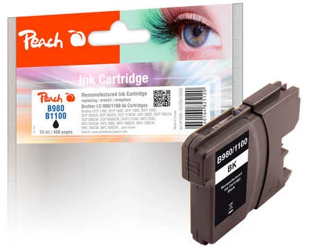 Peach, Peach B980 BK Druckerpatrone XL bk ersetzt Brother LC-980BK, LC-1100BK für z.B. Brother DCP -145 C, Brother DCP -160, Brother DCP -163 C