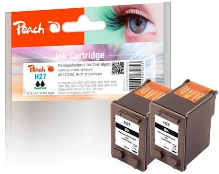 Peach, Peach HP 27 2 Druckköpfe 2*bk ersetzt HP No. 27*2, C8727AE*2 für z.B. HP DeskJet 3300, HP DeskJet 3320, HP DeskJet 3320 V, HP DeskJet 3322