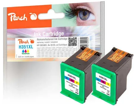 Peach, Peach HP 351 XL 2 Druckköpfe XL 2*col ersetzt HP No. 351XL*2, CB338EE*2 für z.B. HP DeskJet D 4200, HP DeskJet D 4260, HP DeskJet D 4300