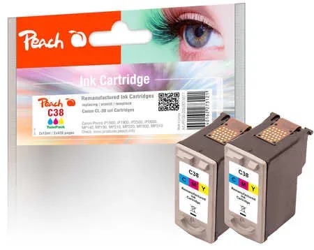 Peach, Peach C38 C 2 Druckköpfe 2*col ersetzt Canon CL-38C*2, 2146B001 für z.B. Canon Pixma IP 1800, Canon Pixma IP 1900, Canon Pixma IP 2500