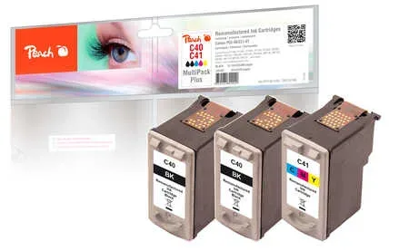 Peach, Peach C40 BK 3 Druckköpfe (2*bk, col) ersetzt Canon PG-40BK*2, CL-41C, 0615B036 für z.B. Canon Pixma IP 1200, Canon Pixma IP 1300, Canon Pixma MP 140