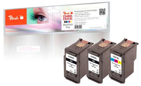 Peach, Peach C540 XLBK 3 Druckköpfe XL (2*bk, col) ersetzt Canon PG-540XLBK*2, CL-541XLC, 5222B005, 5226B004 für z.B. Canon Pixma TS 5150