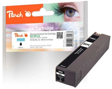 Peach, Peach HP 980 bk Druckerpatrone bk ersetzt HP No. 980 bk, D8J10A für z.B. HP OfficeJet Enterprise Color Flow X 585 z MFP