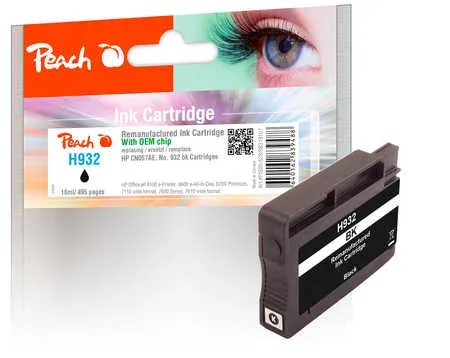 Peach, Peach HP 932 bk Druckerpatrone bk ersetzt HP No. 932 bk, CN057A für z.B. HP OfficeJet 6700 Premium, HP OfficeJet 6100 e-Printer, HP OfficeJet 7110
