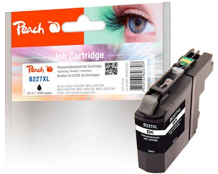 Peach, Peach B227 XLBK Druckerpatrone XL bk ersetzt Brother LC-227XLBK für z.B. Brother DCPJ 4120 DW, Brother MFCJ 4420 DW, Brother MFCJ 4425 DW