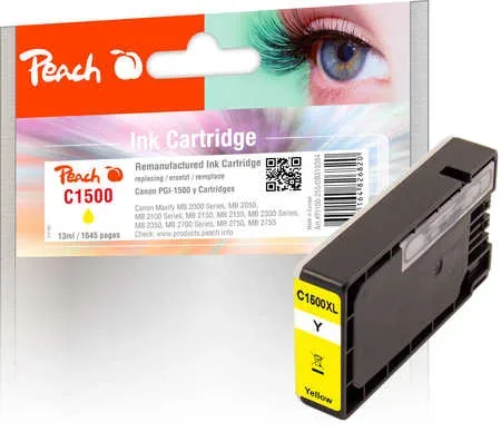 Peach, Peach C1500 XLY Druckerpatrone XL ye ersetzt Canon PGI-1500XLY, 9195B001 für z.B. Canon Maxify MB 2750, Canon Maxify MB 2050, Canon Maxify MB 2755