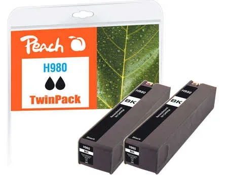 Peach, Peach HP 980 bk 2 Druckerpatrone 2*bk ersetzt HP No. 980 bk*2, D8J10A*2 für z.B. HP OfficeJet Enterprise Color Flow X 585 z MFP