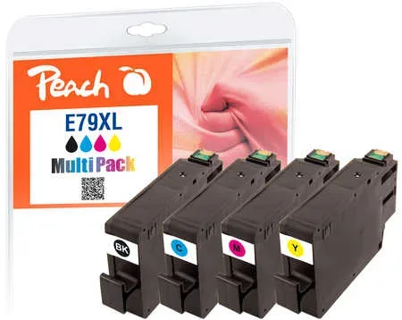 Peach, Peach E79 XL 4 Druckerpatronen XL (bk, c/m/y) ersetzt Epson No. 79XL, C13T79054010 für z.B. Epson WorkForce Pro WF -4600