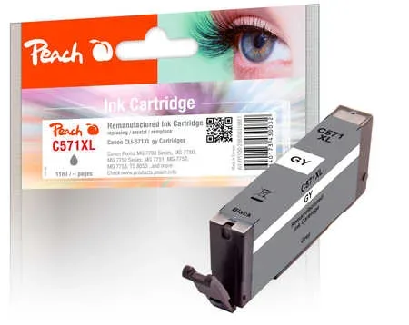 Peach C571 XLGY Druckerpatrone XL gy ersetzt Canon CLI-571XLGY, 0335C001 für z.B. Canon Pixma MG 7750, Canon Pixma TS 8050, Canon Pixma MG 7700