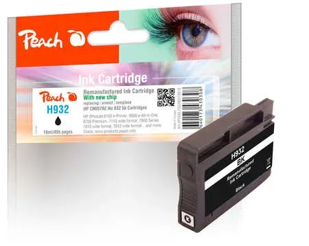 Peach, Peach HP 932 bk Druckerpatrone bk ersetzt HP No. 932 bk, CN057A für z.B. HP OfficeJet 6700 Premium, HP OfficeJet 6100 e-Printer, HP OfficeJet 7110