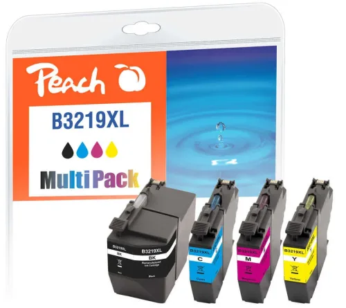 Peach, Peach B3219 XLVALDR 4 Druckerpatronen XL (bk, c/m/y) ersetzt Brother LC-3219XLVALDR für z.B. Brother MFCJ 5330 DW, Brother MFCJ 5335 DW