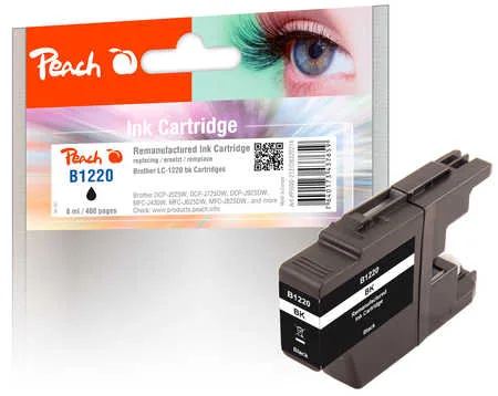 Peach, Peach B1220 BK Druckerpatrone bk ersetzt Brother LC-1220BK für z.B. Brother DCPJ 525 W, Brother DCPJ 725 DW, Brother DCPJ 925 DW, Brother MFCJ 825 DW