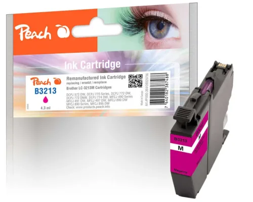 Peach, Peach B3213 M Druckerpatrone XL ma ersetzt Brother LC-3213M für z.B. Brother DCPJ 774 DW, Brother DCPJ 572 DW, Brother DCPJ 770, Brother DCPJ 772 DW