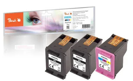 Peach, Peach HP 303 XL 3 Druckköpfe XL (2*bk, col) ersetzt HP No. 303XL, 3YN10AE, T6N04AE*2, T6N03AE für z.B. HP Envy Photo 7134, HP Envy Photo 6230