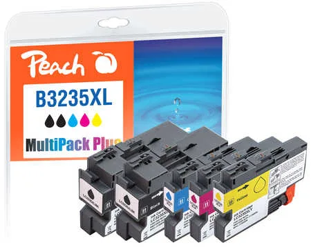 Peach, Peach B3235 XL Spar Plus Pack Druckerpatronen XL (2*bk, c/m/y) ersetzt Brother LC-3235XL für z.B. Brother DCPJ 1100 DW, Brother MFCJ 1300 DW