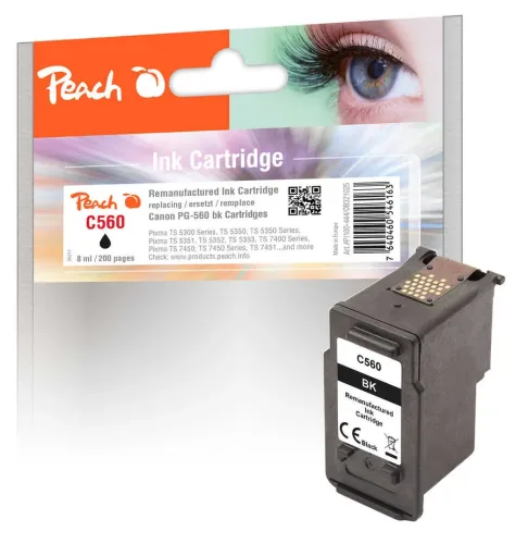 Peach, Peach C560 Druckkopf bk ersetzt Canon PG-560, 3713C001 für z.B. Canon Pixma TS 5350 i, Canon Pixma TS 5351 i, Canon Pixma TS 5300