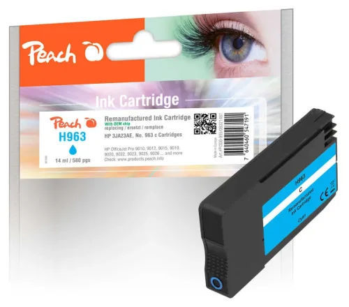 Peach, Peach HP 963 C Druckerpatrone cy ersetzt HP No. 963 C, 3JA23AE für z.B. HP OfficeJet Pro 9010, HP OfficeJet Pro 9012, HP OfficeJet Pro 9013
