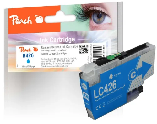 Peach, Peach B426 C Druckerpatrone cy ersetzt Brother LC-426C für z.B. Brother MFCJ 4335 DW, Brother MFCJ 4340 DW, Brother MFCJ 4540 DW XL, Brother MFCJ 4540