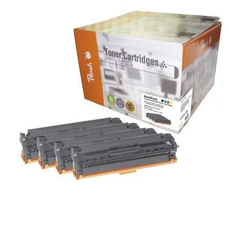 Peach, Peach HP 125 A 4 Toner (bk, c/m/y) ersetzt HP No. 125A, CB540A, CB541A, CB542A, CB543A für z.B. HP Color LaserJet CP 1515 N