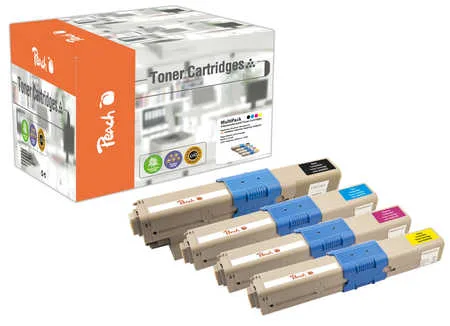 Peach, Peach O4446/4449 4 Toner (bk, c/m/y) ersetzt OKI 44469704-9803 für z.B. OKI MC 562 DN, OKI C 310 DN, OKI C 330 DN, OKI C 331 DN, OKI C 510 DN