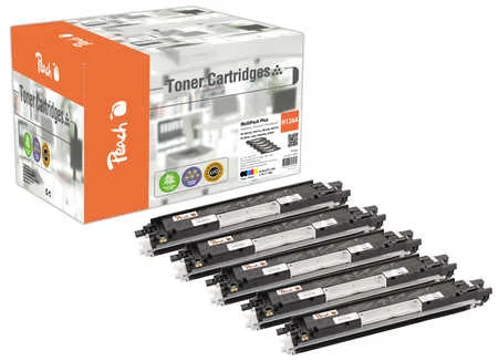 Peach, Peach HP 126 A 5 Toner (2*bk, c/m/y) ersetzt HP No. 126A, CE310A*2, CE311A, CE312A, CE313A für z.B. HP TopShot LaserJet Pro M 275 nw