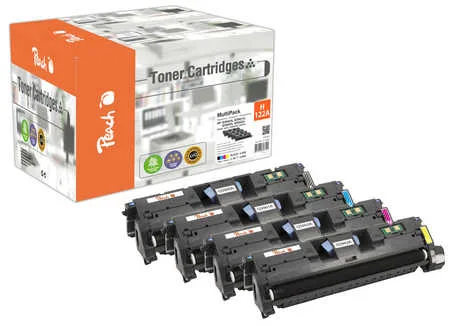Peach, Peach HP 122 A 4 Toner (bk, c/m/y) ersetzt HP No. 122A , C3961A, C3962A, C3963A, C3964A für z.B. HP Color LaserJet 2550, HP Color LaserJet 2550 L