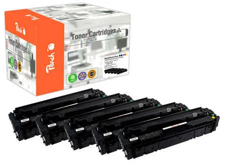 Peach, Peach HP 201 X 5 Toner XL (2*bk, c/m/y) ersetzt HP No. 201X, CF400X*2, CF401X, CF402X, CF403X für z.B. HP Color LaserJet Pro MFP M 277 dw