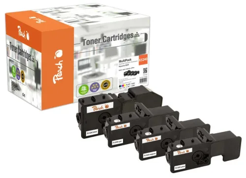 Peach, Peach K5240 4 Toner (bk, c/m/y) ersetzt Kyocera TK-5240 für z.B. Kyocera ECOSYS M 5526 cdn, Kyocera ECOSYS M 5526 cdw, Kyocera ECOSYS M 5526