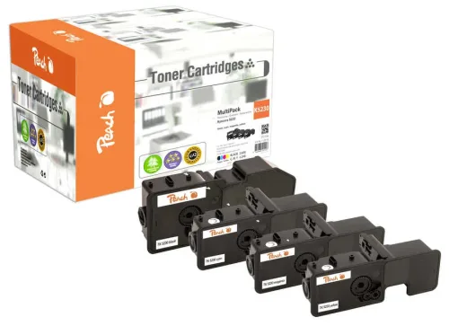 Peach, Peach K5230 4 Toner (bk, c/m/y) ersetzt Kyocera TK-5230 für z.B. Kyocera ECOSYS M 5521 cdn, Kyocera ECOSYS M 5521 cdw, Kyocera ECOSYS P 5021