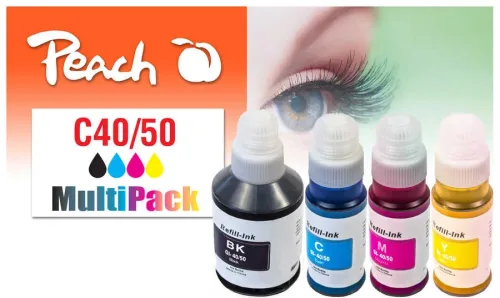 Peach, Peach C40 4 Druckerpatronen (bk, c/m/y) ersetzt GI-40, GI-50