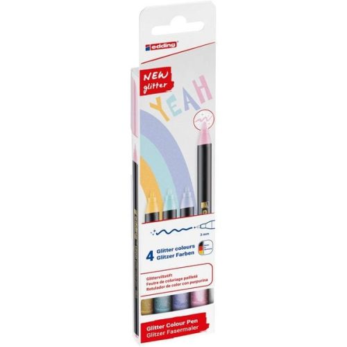edding, EDDING Fasermaler 1200 4-1200-4-3 Glitzer E-4 Pastell 4 St&uuml;ck
