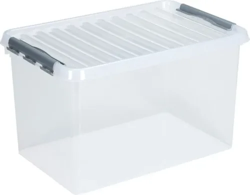 SunWare, Aufbewahrungsbox Sunware Q-LINE, Verschlussclips, transparent, stapelbar, 72L, L 600 x B 400 x H 420 mm, grau