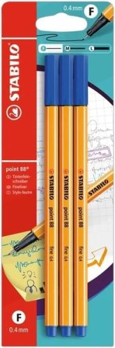 STABILO, STABILO Fineliner Point 88 B-14827-10 blau, 3 St&uuml;ck